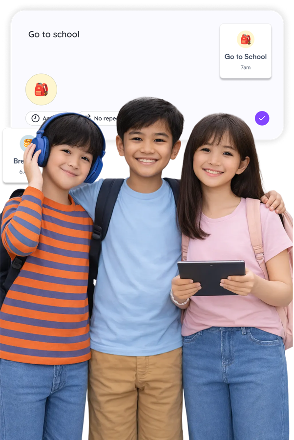 My Ally mobile hero design with child-friendly routine examples